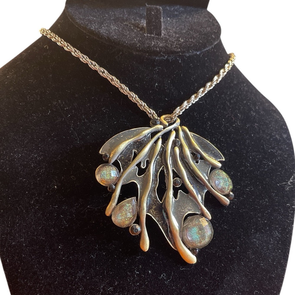 Artisan Druzy Branch Necklace Boho Anthro Style Nature Pendant